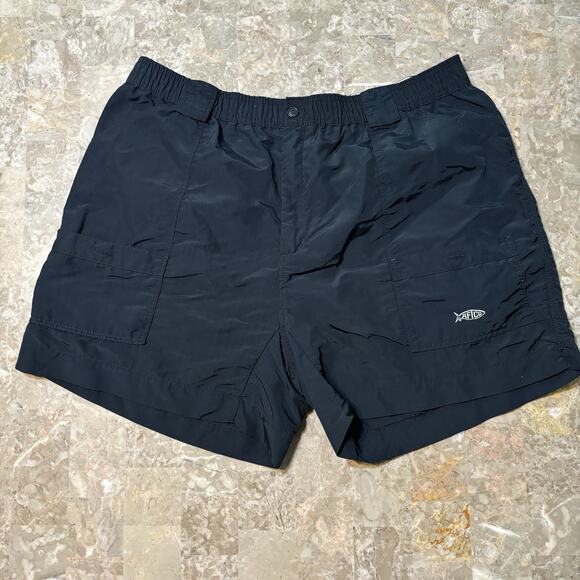 AFTCO Fishing Shorts Mens 44 Black 6” Nylon Performance UPF Cargo Nautical - Picture 1 of 8